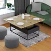 Image de IDMARKET Table basse plateau relevable rectangulaire convertible en table à manger BOSTON 100 cm design industriel