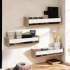 Image de IDMARKET Lot de 3 étagères à épices murales JULES façon hêtre et blanc