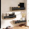 Image de IDMARKET Lot de 3 étagères à épices murales JULES façon hêtre et noir