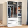 Image de IDMARKET Dressing modulable TAYLOR 120 x 55 x 200 cm 2 modules avec penderie + étagères + tiroirs blanc