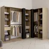 Image de IDMARKET Dressing extensible dangle MARLON 230 x 140 x 180 cm hêtre avec penderies + étagères + rideaux noirs