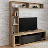 Image de ID MARKET ensemble meuble tv MALO 1 porte 170 cm bois clair avec étagères murales