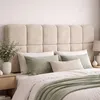 Image de IDMARKET Tête de lit suspendue matelassée NUAGE velours beige 160 cm