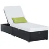 Image de HOMCOM Bain de Soleil transat Grand Confort 195L x 68l x 31H cm Dossier inclinable Multi-Positions Matelas résine tressée Noir