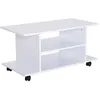 Image de Meuble tv - banc télé - HOMCOM - avec roulettes pivotantes étagères support 42 pouces - bois - 80x40x40cm - blanc