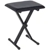 Image de Tabouret de piano - HOMCOM - pliable réglable 37-47 cm siège rembourré PU pieds métal - métal PU - noir
