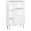 Image de Bibliothèque scandinave - HOMCOM - meuble rangement 5 niches placard 2 portes pieds bois massif - bois - 80x235x123cm - blanc