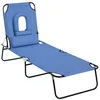 Image de Outsunny - chaise longue - Acier - 187x58x36cm - Bleu