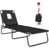 Image de Outsunny Bain de Soleil Pliable transat inclinable 4 Positions Chaise Longue de Lecture 3 Coussins fournis Noir