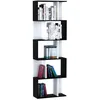 Image de Bibliothèque - HOMCOM - 5 niveaux meuble de rangement forme S étagères salon chambre - bois - 60x24x1845cm - noir blanc
