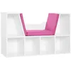 Image de Bibliothèque banc 2 en 1 - HOMCOM - étagère cube 6 compartiments meuble rangement salon - bois - 102x30x61cm - rose