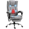 Image de Fauteuil de bureau - HOMCOM - massant chauffant ergonomique réglable inclinable repose-pied - synthétique - gris