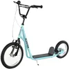 Image de Trottinette patinette - HOMCOM - grandes roues pneumatiques Ø 40 et 30 cm guidon réglable frein AV/AR béquille - acier - bleu ciel