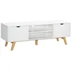Image de Meuble tv - banc télé - HOMCOM - moderne scandinave 2 portes 2 niches rangement salon - bois - 150x39x50cm - blanc