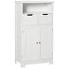Image de Meuble de salle de bain - kleankin - rangement 2 tiroirs niche placard porte étagère - bois - 60x30x109cm - blanc