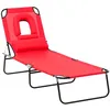 Image de Outsunny - chaise longue - Acier - 187x58x36cm - Rouge