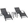 Image de Outsunny - lot de 2 bains de soleil - Métal - 169x59x66cm - Noir