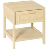 Image de Table de chevet - table de nuit - HOMCOM - avec tiroir et étagère cannage en rotin mobilier - bois - 40x40x48cm - naturel