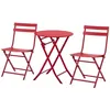Image de Salon de jardin - Outsunny - bistro pliable table ronde Ø 60 cm avec 2 chaises pliantes - métal - rouge