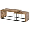 Image de HOMCOM - Lot de 2 tables basses gigognes - Panneaux de partiucules - 90x48x42cm - Brun avec veinage Noir