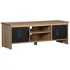 Image de HOMCOM - Meuble TV - Panneau de particules classe E1 - 109x35x38cm - Brun clair Noir