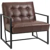 Image de Fauteuil de salon - HOMCOM - chesterfield relax assise dossier capitonnés structure métal - synthétique - chocolat
