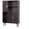 Image de Bibliothèque scandinave - HOMCOM - 4 niches 2 placards avec étagère pieds bois massif - bois - 80x24x123cm - wengé