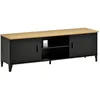 Image de Meuble tv banc tv - HOMCOM - pour téléviseurs 55 placards pieds réglables cadre métallique - bois métal - 150x40x50cm - naturel