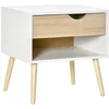 Image de HOMCOM - table de chevet - Panneau de particules classe E1 - 50x39x51cm - Bois de chêne Blanc