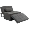 Image de Chauffeuse 1 place - HOMCOM - 4-en-1 fauteuil lit convertible pouf inclinable 5 niveaux - métal lin - 200 kg - gris