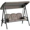 Image de Outsunny Balancelle de Jardin 3 Places Grand Confort Toit Inclinaison réglable Coussins Plateaux rétractables Polyester filé Beige