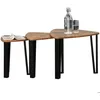 Image de Tables basses gigognes - HOMCOM - ensemble de 3 encastrables style industriel piètements épingle - métal - noyer