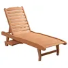 Image de Bain de soleil - Outsunny - transat style colonial dossier réglable 3 positions roulettes tablette - bois sapin - naturel