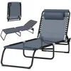 Image de Outsunny - Chaise longue pliable - Acier - 189x58x30cm - Gris