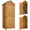 Image de Armoire de jardin - Outsunny - abri outils 3 étagères 2 portes toit bitumé stockage extérieur - bois - 77x54x179cm - jaune
