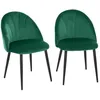 Image de HOMCOM - chaise de cuisine - Velours (100 % polyester) - 52x54x79cm - Vert Noir