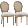 Image de HOMCOM - Chaise de salle à manger - Tissu polyester au toucher lin - 49x56x96cm - Crème