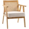 Image de HOMCOM - Fauteuil lounge - Tissu en polyester - 63x69x78cm - Bois naturel