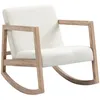 Image de Fauteuil à bascule - HOMCOM - allaitement rocking chair tissu laine bouclée pieds hévéa - bois lin - blanc crème