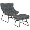 Image de Fauteuil de jardin - Outsunny - avec repose-pieds métal résine tressée aspect rotin coussins - métal - gris