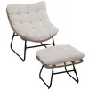 Image de Outsunny - Chaise avec repose-pieds - Polyester - 69x76x70cm - Bois naturel