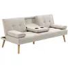 Image de Canapé convertible - canapé-lit - HOMCOM - 3 places rembourré dossier réglable 2 coussins porte-gobelets - lin - beige