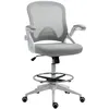 Image de Fauteuil de bureau - Vinsetto - assise debout réglable repose-pieds accoudoir maille - maille - 64x60x106-126cm - gris blanc