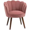 Image de Fauteuil coquillage - fauteuil de salon - HOMCOM - avec dossier et coussin velours pieds hévéa - bois - 66x66x785cm - rose
