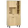 Image de HOMCOM - Buffet haut cuisine - Panneaux de particules - 78x40x166cm - Bois naturel