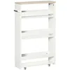 Image de Chariot de rangement - kleankin - 3 niveaux stockage étroite cuisine salle de bain buanderie bureau - bois - 48x15x80cm - blanc