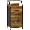 Image de Commode - HOMCOM - style industriel 3 tiroirs en tissu amovibles 2 étagères meuble rangement - bois métal - 44x29x92cm