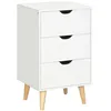 Image de Table de chevet - HOMCOM - table de nuit 3 tiroirs style scandinave chambre salon rangement - bois - 40x35x685cm - blanc
