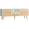 Image de HOMCOM - Meuble TV - Panneaux de particules - 120x37x45.5cm - Bois naturel