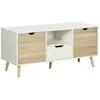 Image de Meuble tv - HOMCOM - banc télé buffet bas rangement sur pied 2 placards chambre salon - bois - 110x40x50cm